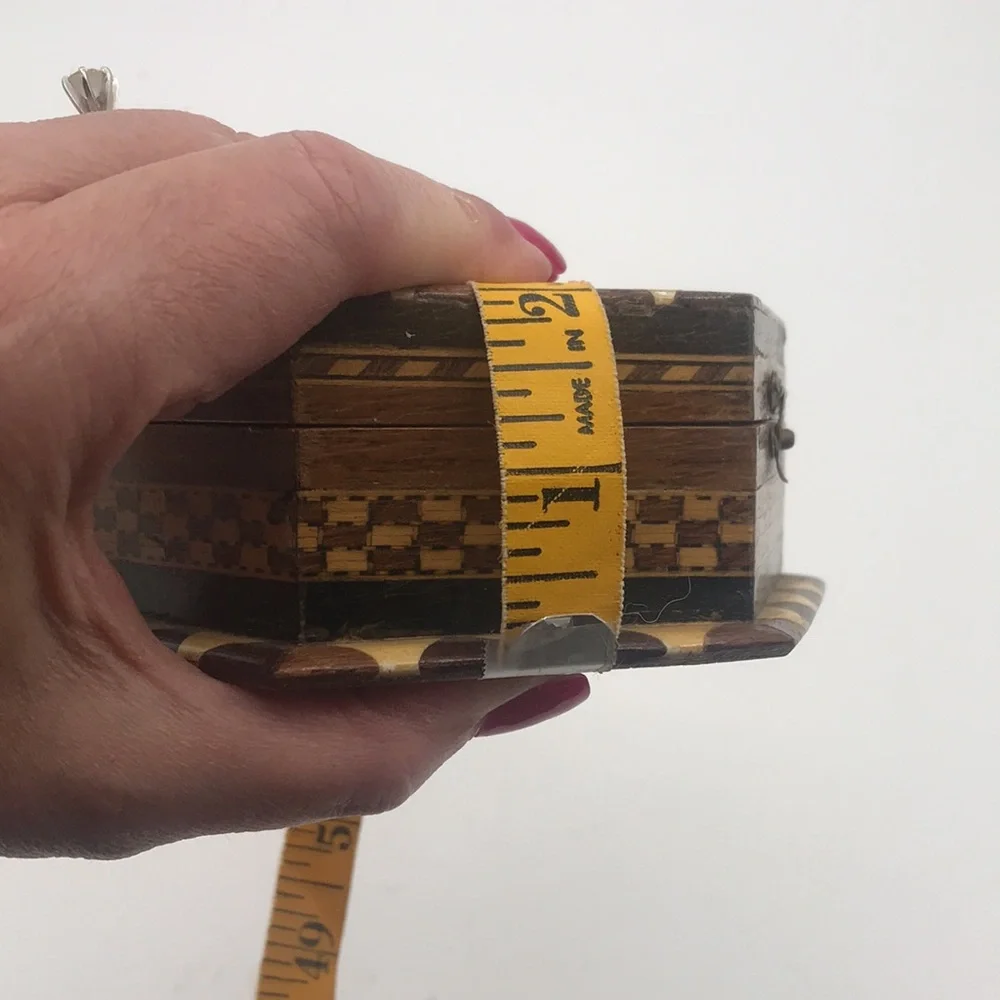 VTG Hexagonal Trinket‎ Box w/ Wood Inlay Made in Granada Spain